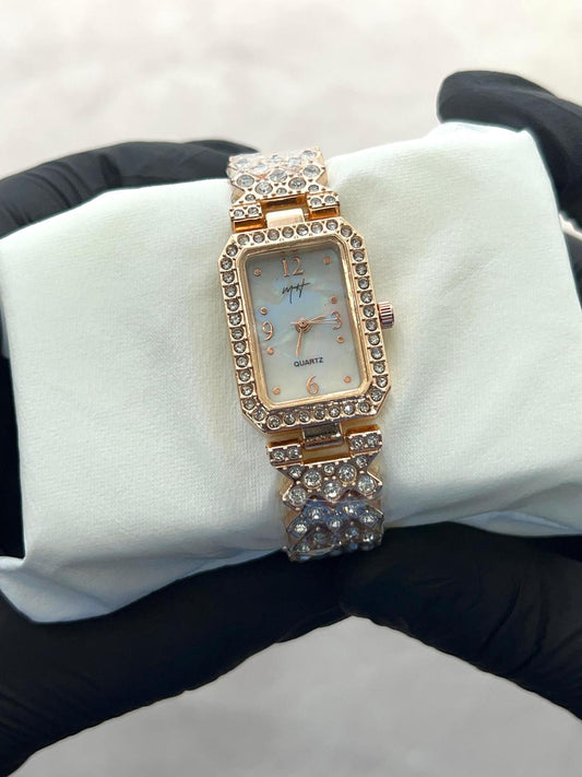 Women's Quartz Square Bracelet Watch - 1 Pc Water Resistant with Textured Strap